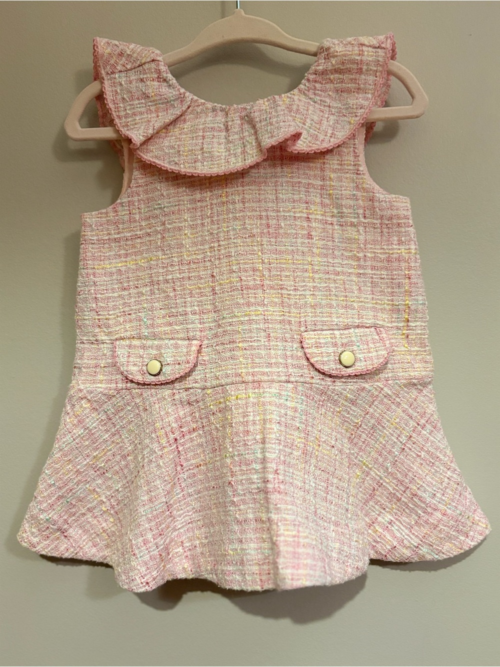 Janie and Jack Pink Ruffle Collar Dress - Baby 6-12 Months